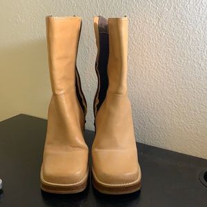 Candie’s tan square toe boots